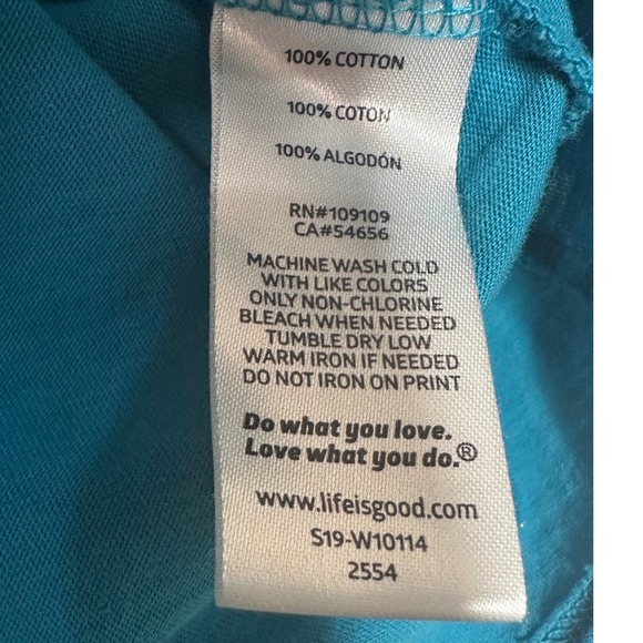 LIFE IS‎ GOOD NWT WOMEN'S HOODED T-SHIRT IN BLUE SMOOTH VINTAGE LOTUS  SIZE S - Picture 5 of 7